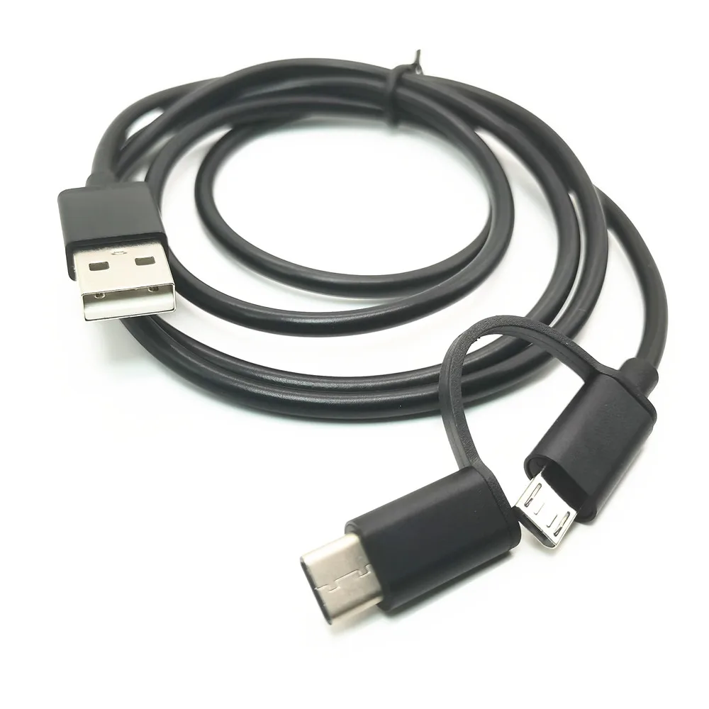 Aluminum 2 In 1 Cable Type C Micro USB Cable Quick Charge Sync Data Line 100cm For Mi CC9 9 Pro 9T 8 6 Redmi Note 7 8 Pro