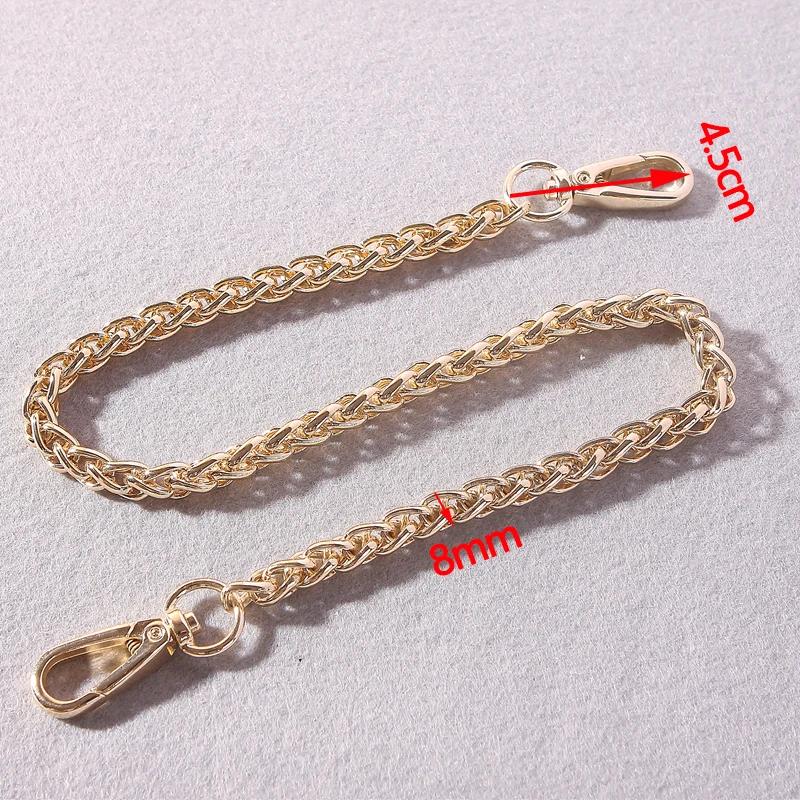 Steel Bag Chain - 8mm Gold, Silver, Gun Black Detachable Replacement Purse Chain, Bag Belts Strap Handles Round Strong Bag Chain