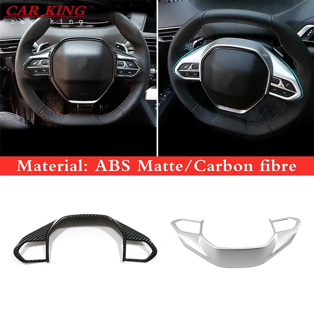 

ABS Matte Carbon fibre For Peugeot 2008 Accessories 2019 2020 Car Steering Wheel Decoration cover Trim sticker Car Styling 1pcs