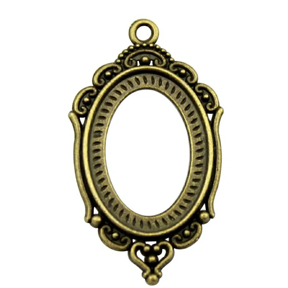 10pcs 18x25mm Inner Size Vintage Antique Bronze Color Cameo Cabochon Base Setting Charms Pendant Necklace Findings