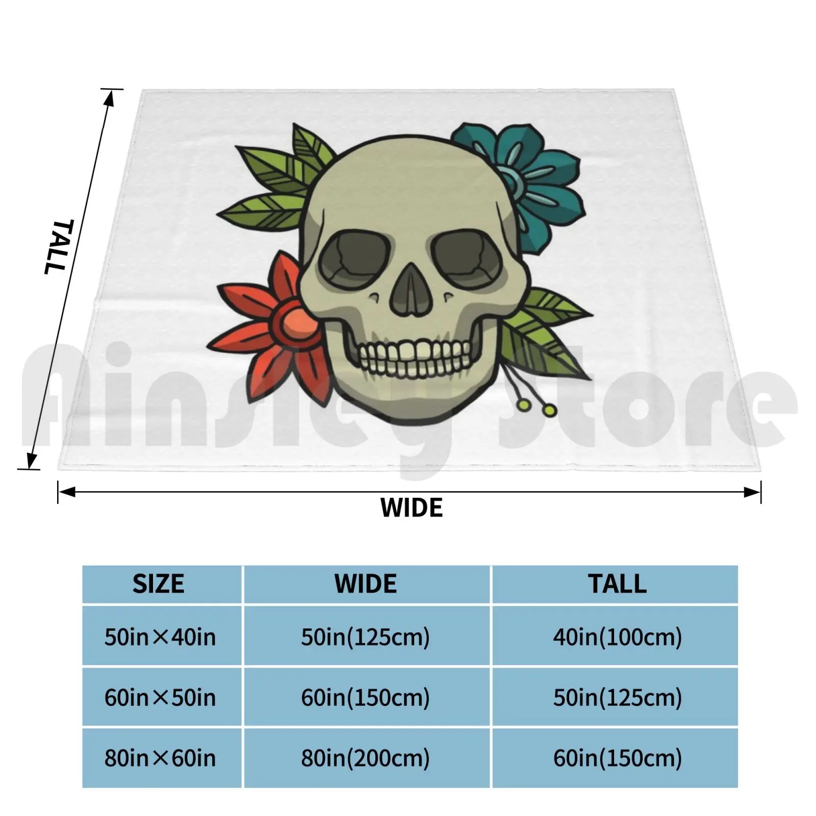 Flowers Skull Blanket Super Soft Warm Light Thin Skull Calavera Flores Flor Flower Caribe Sea Pirata Pirate Pirates Piratas