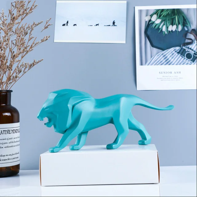 

Nordic Forest King Geometric Lion Resin Ornament Home Livingroom Desktop Furnishing Craft Bookcase Cabinet Figurines Decoration