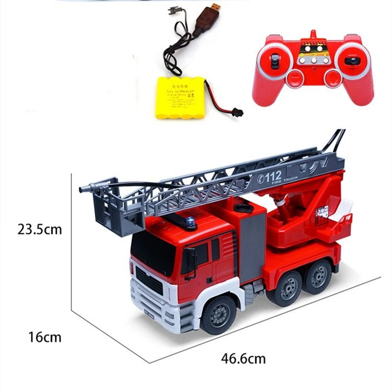大型ジェットジェット消防車,rcはしご,伸縮式作業台,回転式水スプレー,エンジニアリング車両のおもちゃ,男の子へのギフト