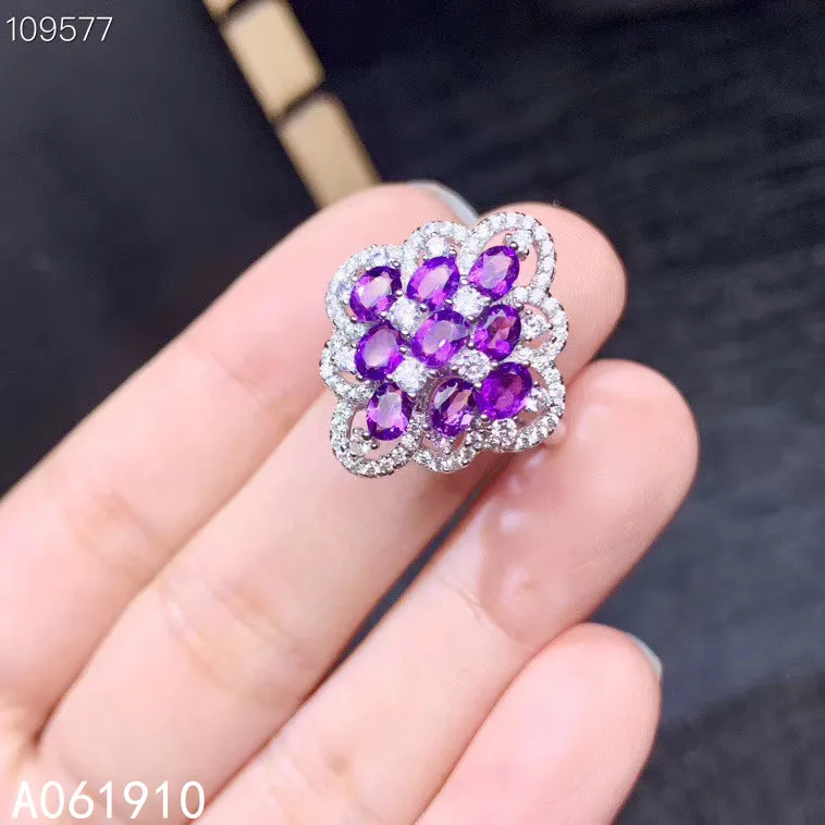 

KJJEAXCMY fine jewelry 925 sterling silver inlaid Amethyst gemstone popular ladies ring classic