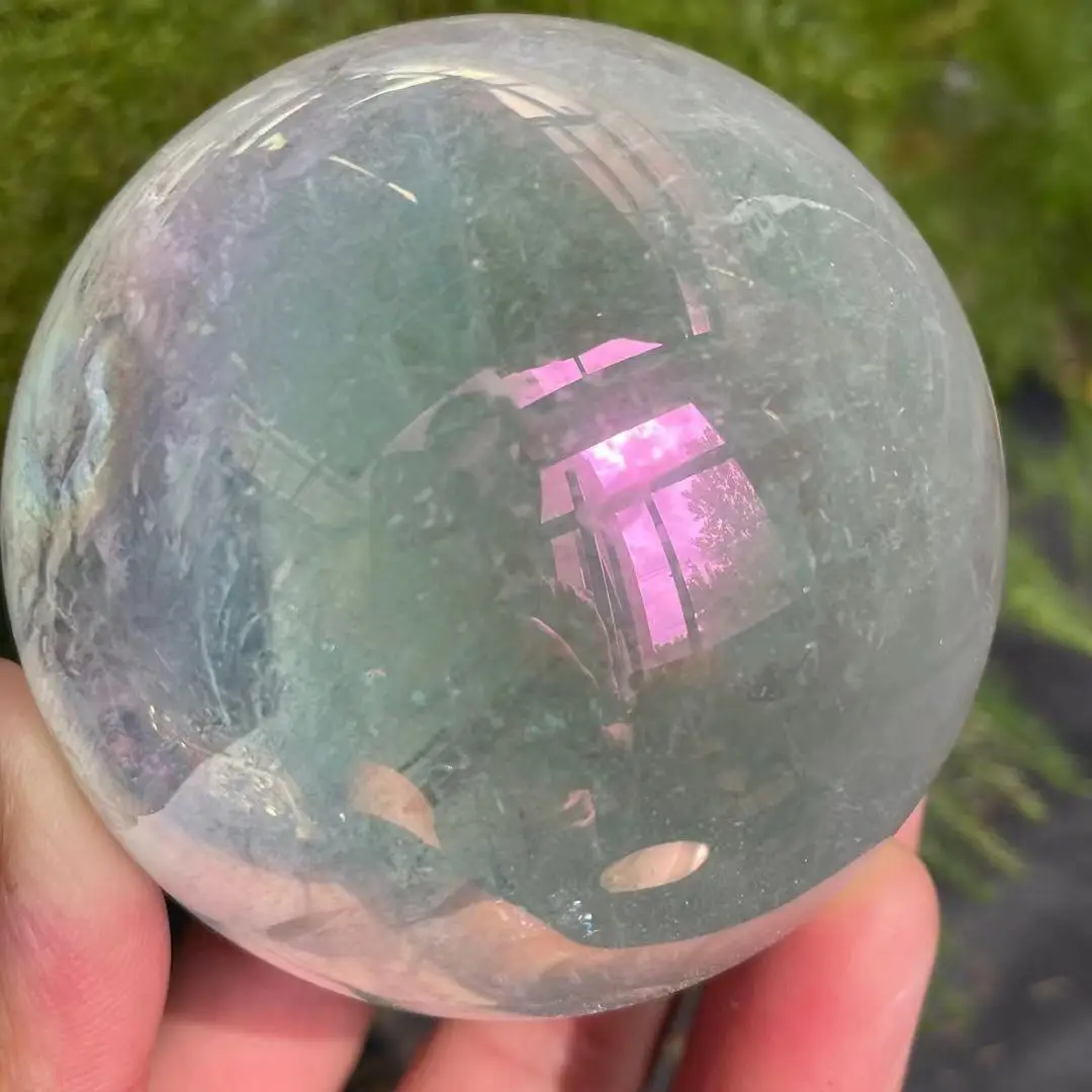 60-65mm Natural crytal sphere Titanium Coating Angel Aura Electroplating Quartz Crystal Ball