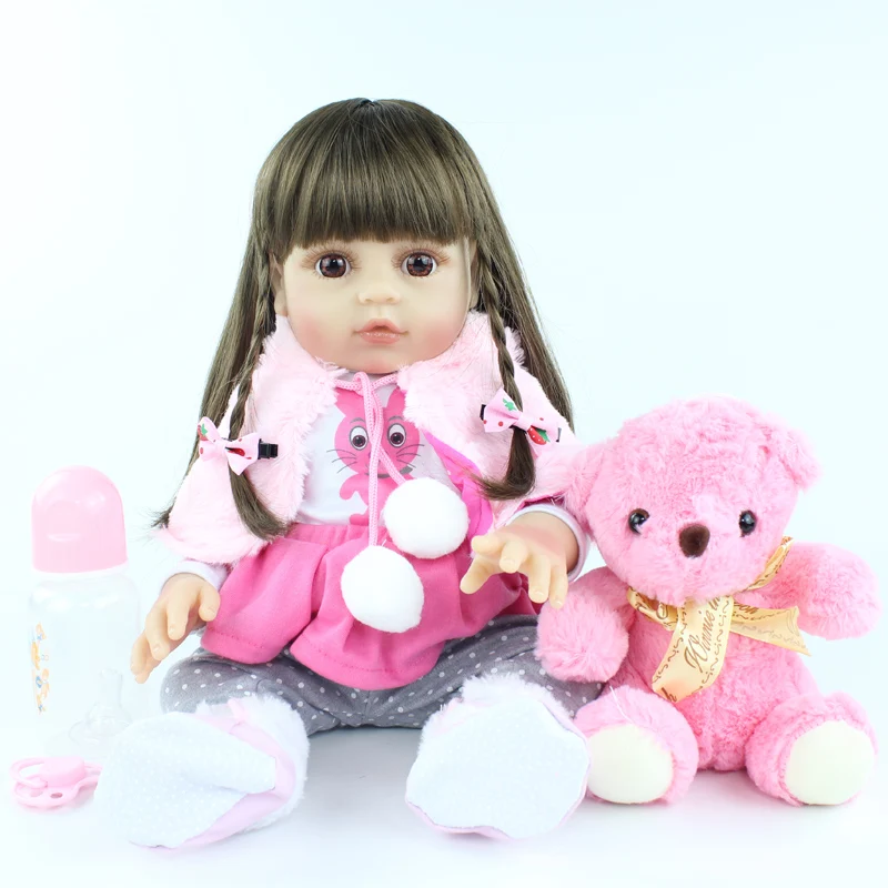 

48 CM and 55 CM Full Soft Silicone Reborn Baby Doll Toys Lifelike Vinyl Princess Babies Birthday Gift Girls Bonecas Bathe Toy