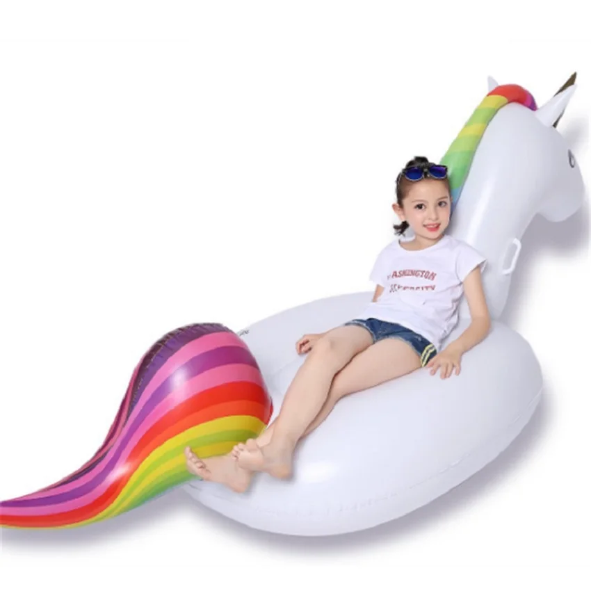 2m gigante unicórnio flutuante piscina anel colchão de ar inflável natação círculo piscina flutuador linha tubo água festa praia brinquedos