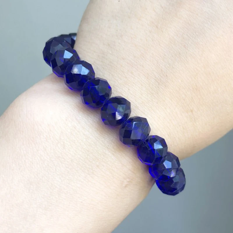 Natural Faceted Dark Blue Crystal Glass Beads Loose Round Rondelle Beads For Jewelry Making DIY Bracelet Necklace 4/6/8/10/12mm