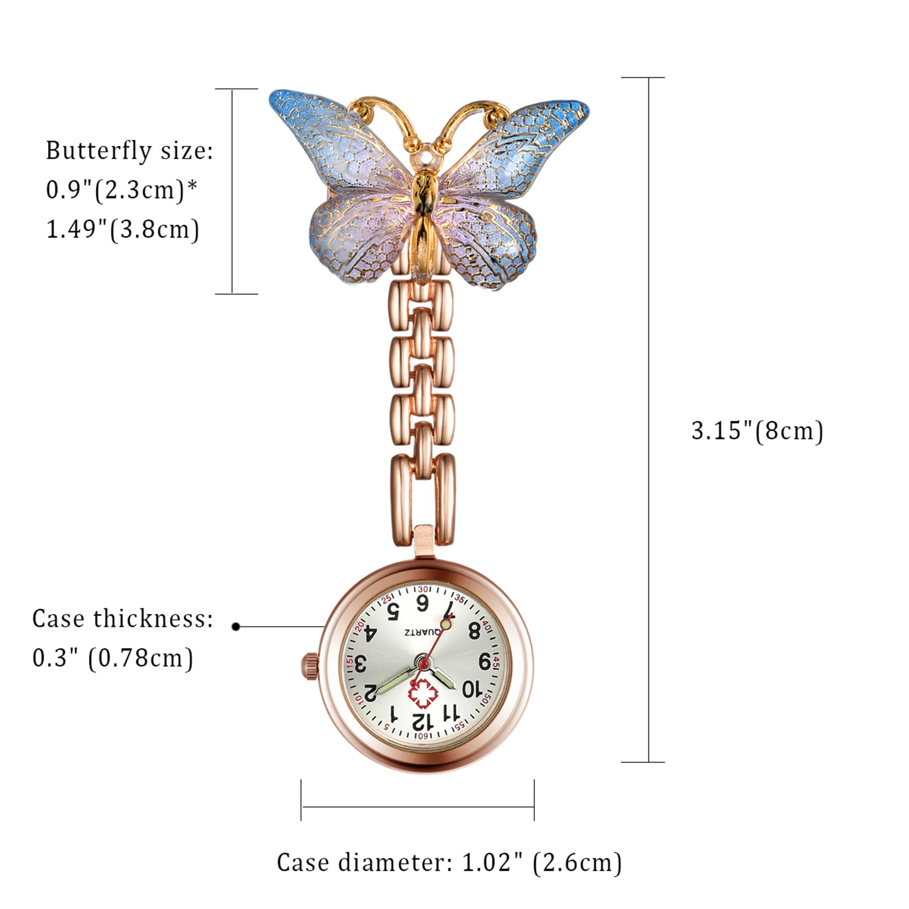 Lancardo Leuke Hanger Vlinder Verpleegster Horloge Clip-On Broche Quartz Opknoping Zakhorloge Fob Broche Dames Arts Reloj Enfermera