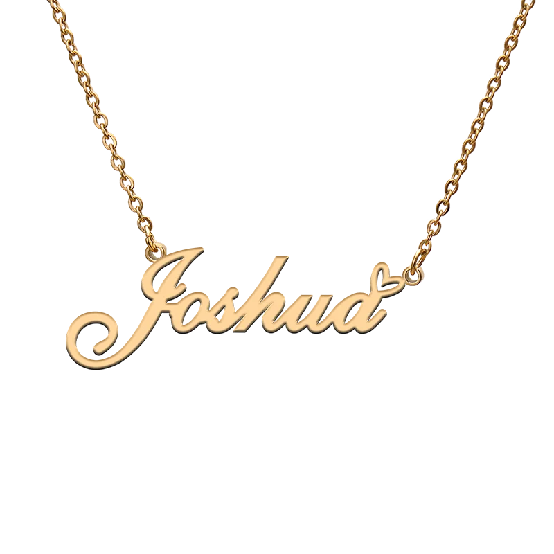 

God with Love Heart Personalized Character Necklace with Name Joshua for Best Friend Jewelry Gift