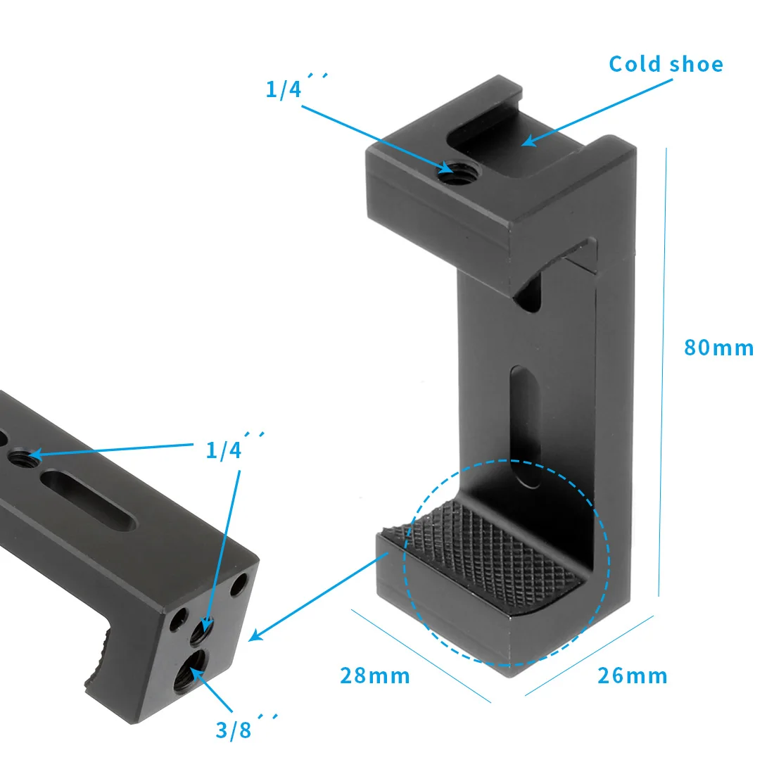 BGNing Aluminium Handy Stativ Halterung Klemmhalter Clip mit 1/4" Blitzschuh Halterung für Smartphone Vlog Licht Video Zubehör – Detail 24