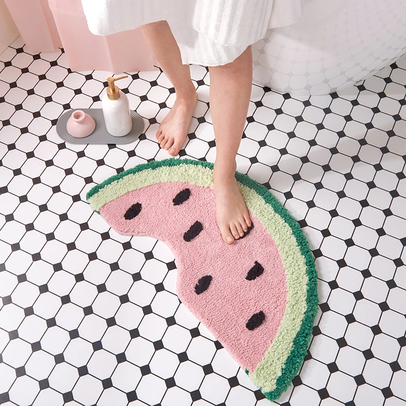 Watermelon Bathroom Rug Fruit Carpet Living Room Tapis Toilet Kitchen Floor Mat Door Pad Soft Anti Slip Dorm Home Decor