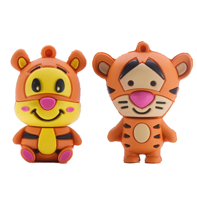 Unidad flash usb de tigre de dibujos animados, pendrive de 4GB, 8GB, 16GB, 32GB, 64GB, 128GB, 256GB, capacidad real