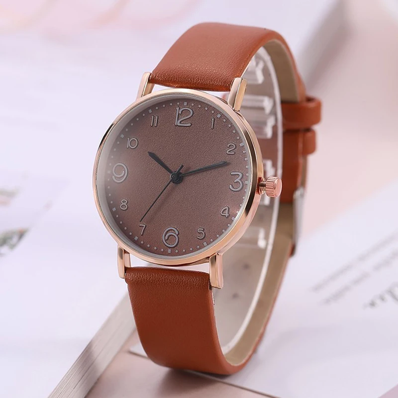 

Часы наручные женские кварцевые с кожаным ремешком, в стиле кэжуал