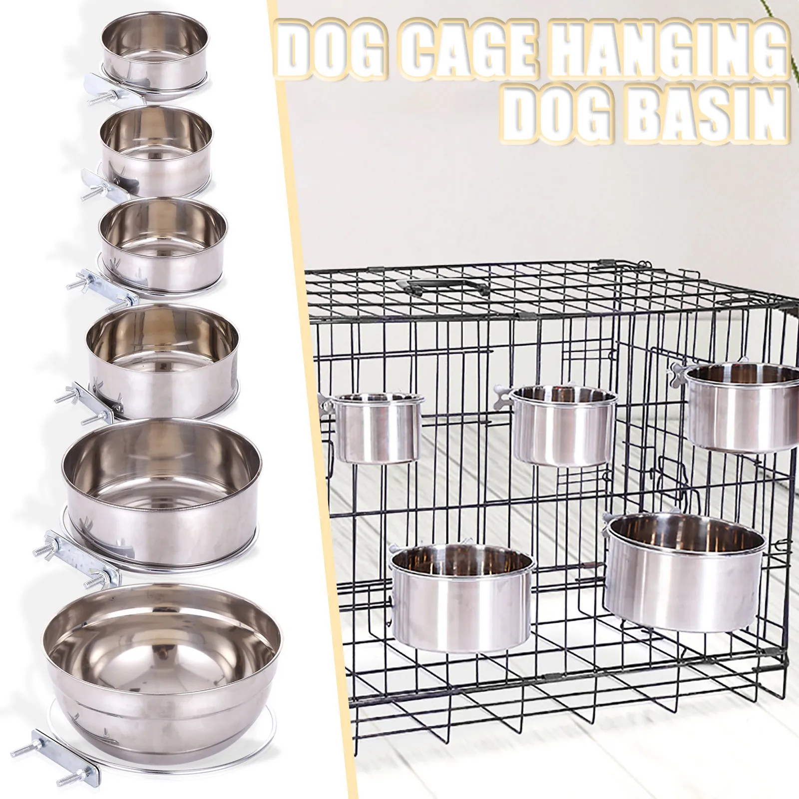 Pets Bowl Dog Feeders Ordinary Stainless Steel Dog Bowl Dog Cage Hanging Fixed Dog Basin Gamelle Chien Миска Для Собак dog Basin