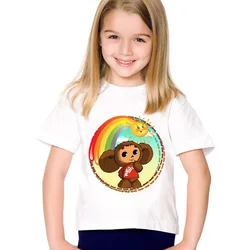 Russian Cartoon t shirt for girls tshirt Print Cheburashka Children Kids Chebu Russia Summer Tees Tops Baby Clothes For Boys