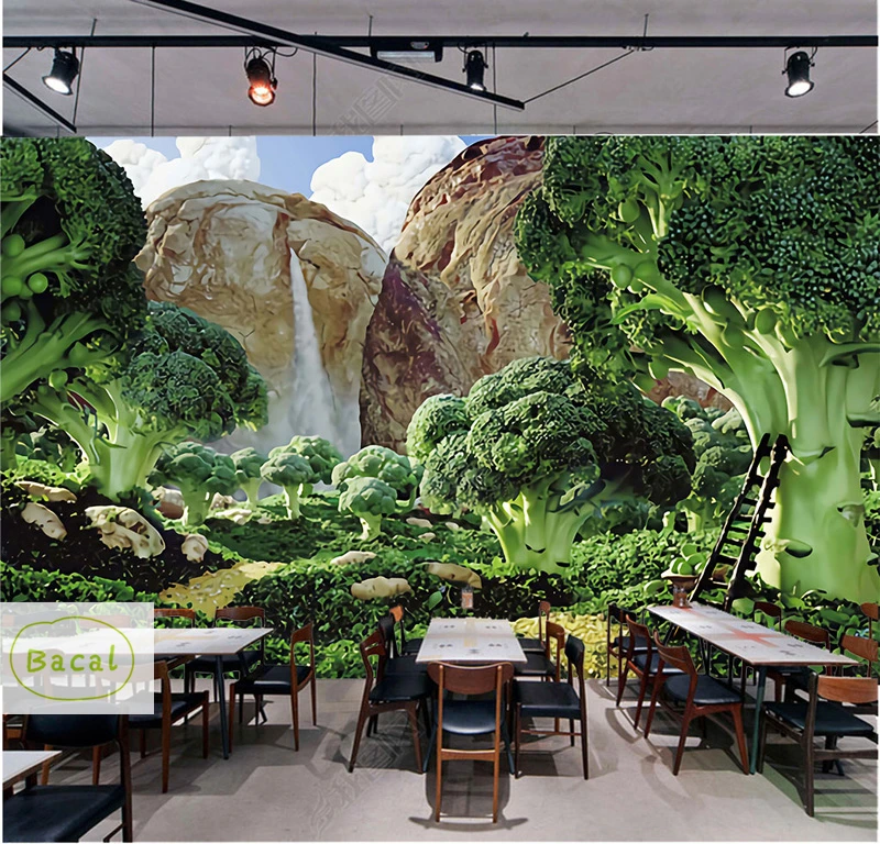 3D Wall Mural Custom Photo Wallpaper Kitchen Fruit Shop Restaurant Background Wall Decor Vegetables 5D Wall Mural Wallpapers