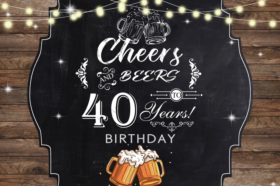 Fondos de fotografía para fiesta de cumpleaños, tablero de madera de celebración de cerveza, feliz 30, 40, 50 ° cumpleaños, póster para sesión fotográfica, estudio fotográfico