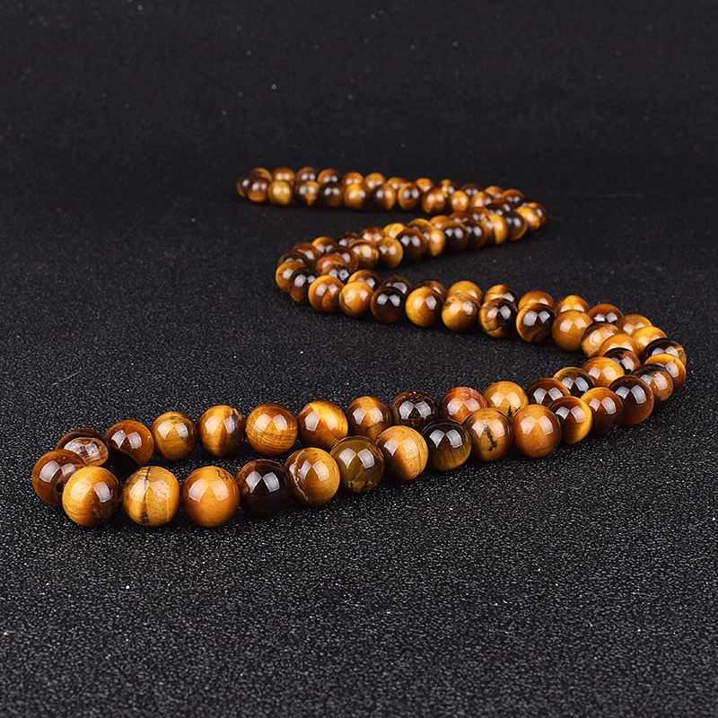 Natural Tiger Eye Stone Beads Necklaces Men Fashion Meditation Yoga Necklaces for Women New Design Handmade Reiki Prayer Jewelry