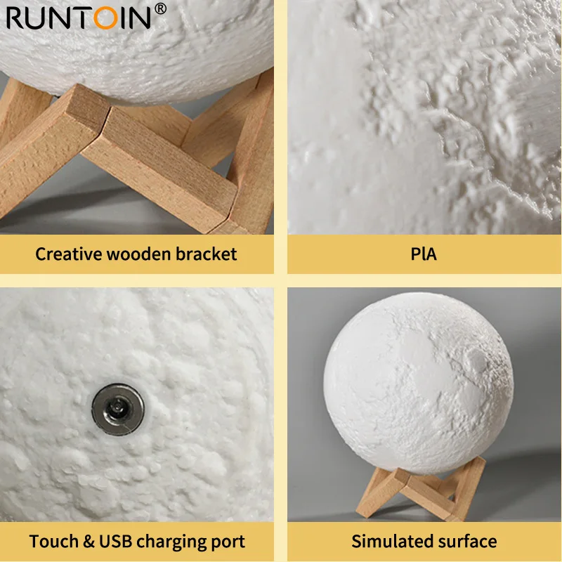 LED Night Light 3D Print Moon Lamp 16 Colors Touch Remote Control Rechargeable Creativity Children'S Night Lamp For Home Bedroom