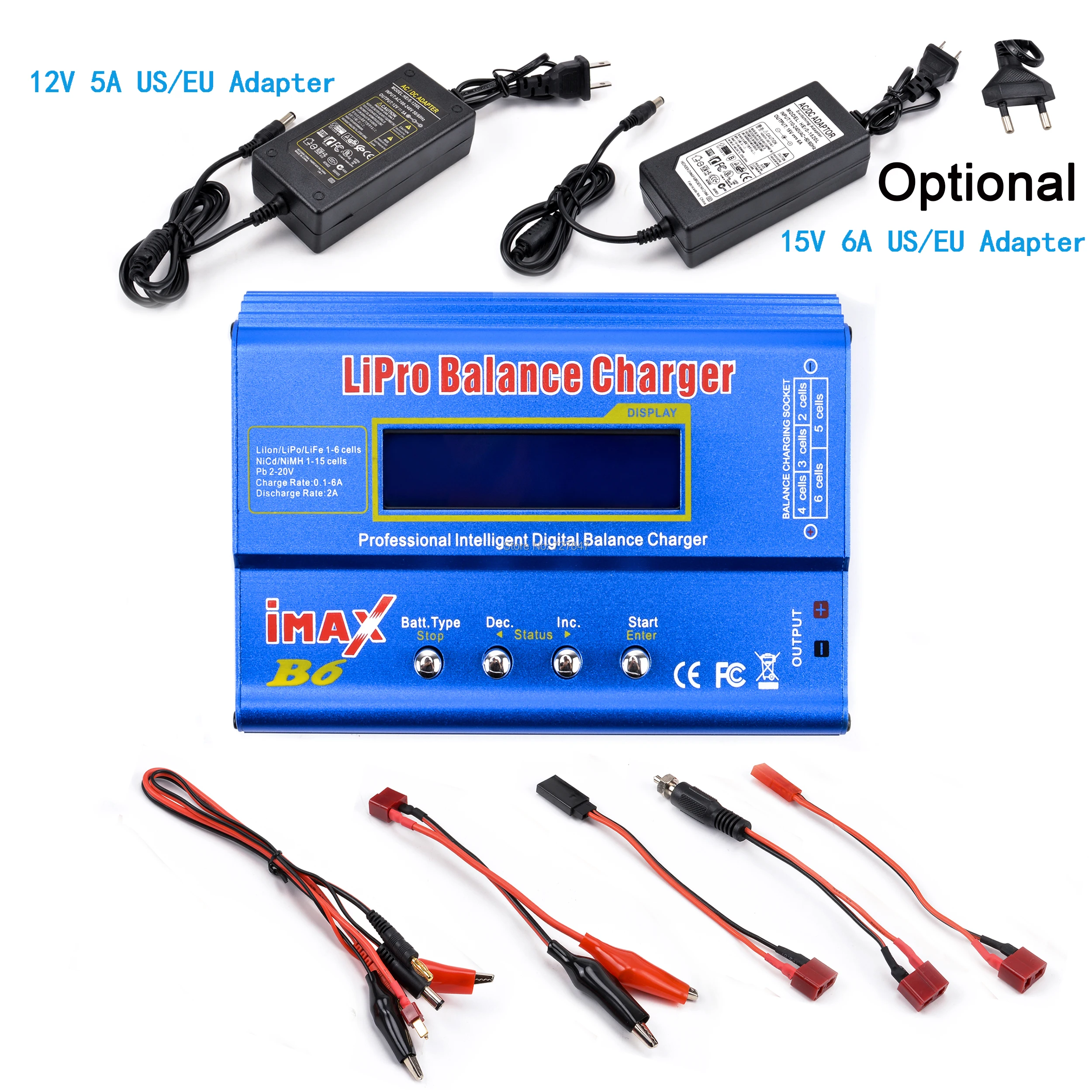 New iMAX B6 LCD Screen Digital RC Lipo NiMh Battery Balance Charger Discharger 80W  + AC Converter Adapter DC 12V / 5A