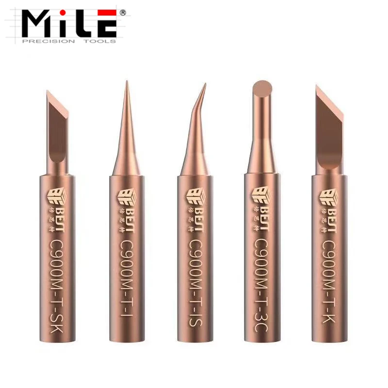 MILE 5pcs/Set Welding Nozzle Oxygen-Free Copper Solder Iron Tip Lead-Free Solder Non-Stick Tin Tip Tool Kit Diamagnetic DIY