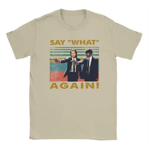 Imagen 2 del producto Hermosa camiseta Pulp Fiction, camisetas 100% de algodón para hombre, cuello redondo, camiseta de Say What One More Time, ropa de manga corta