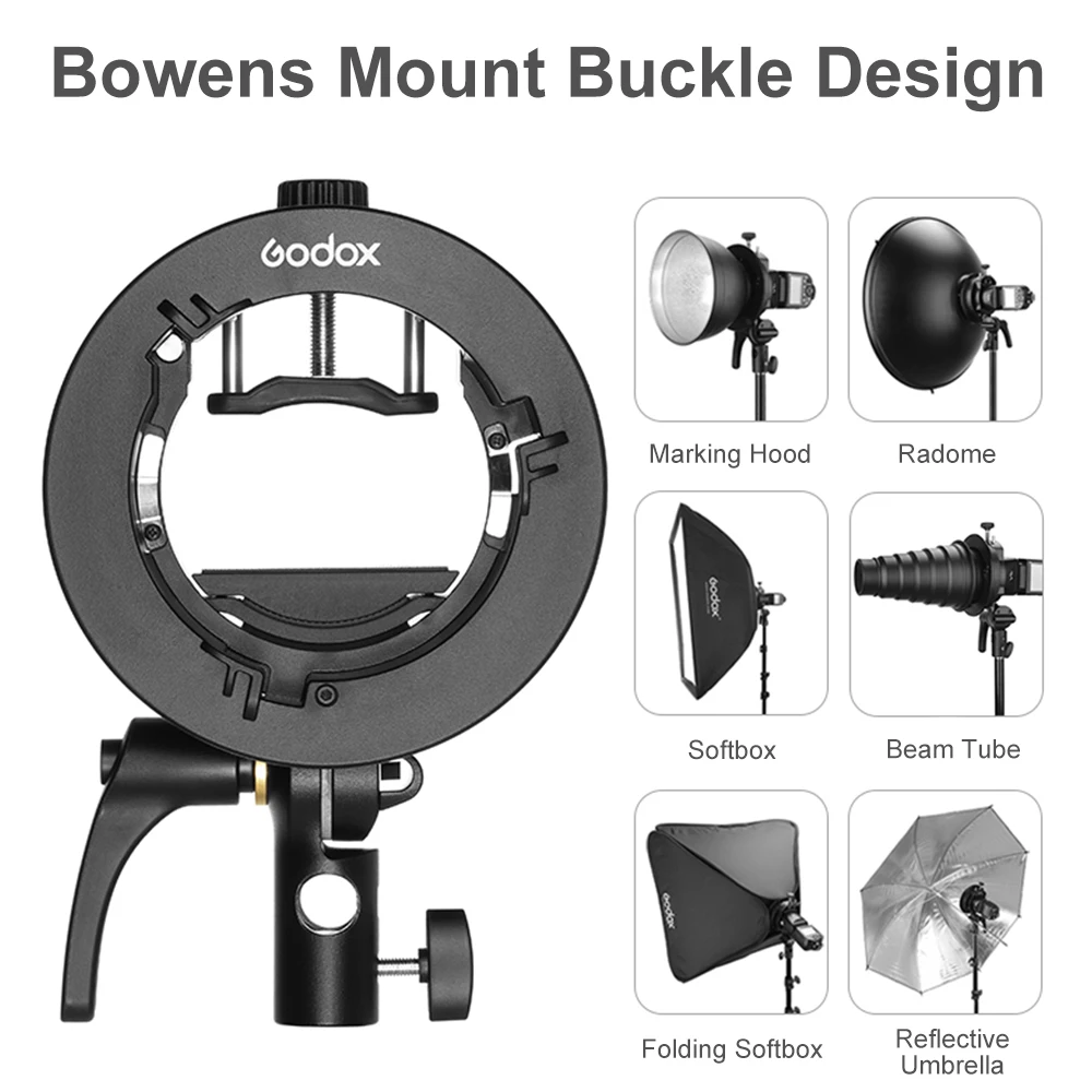 Godox S2 Bowens Mount Flash S-type Holder Bracket for Godox V1 V860II AD200 AD400PRO Speedlite Flash Snoot Softbox