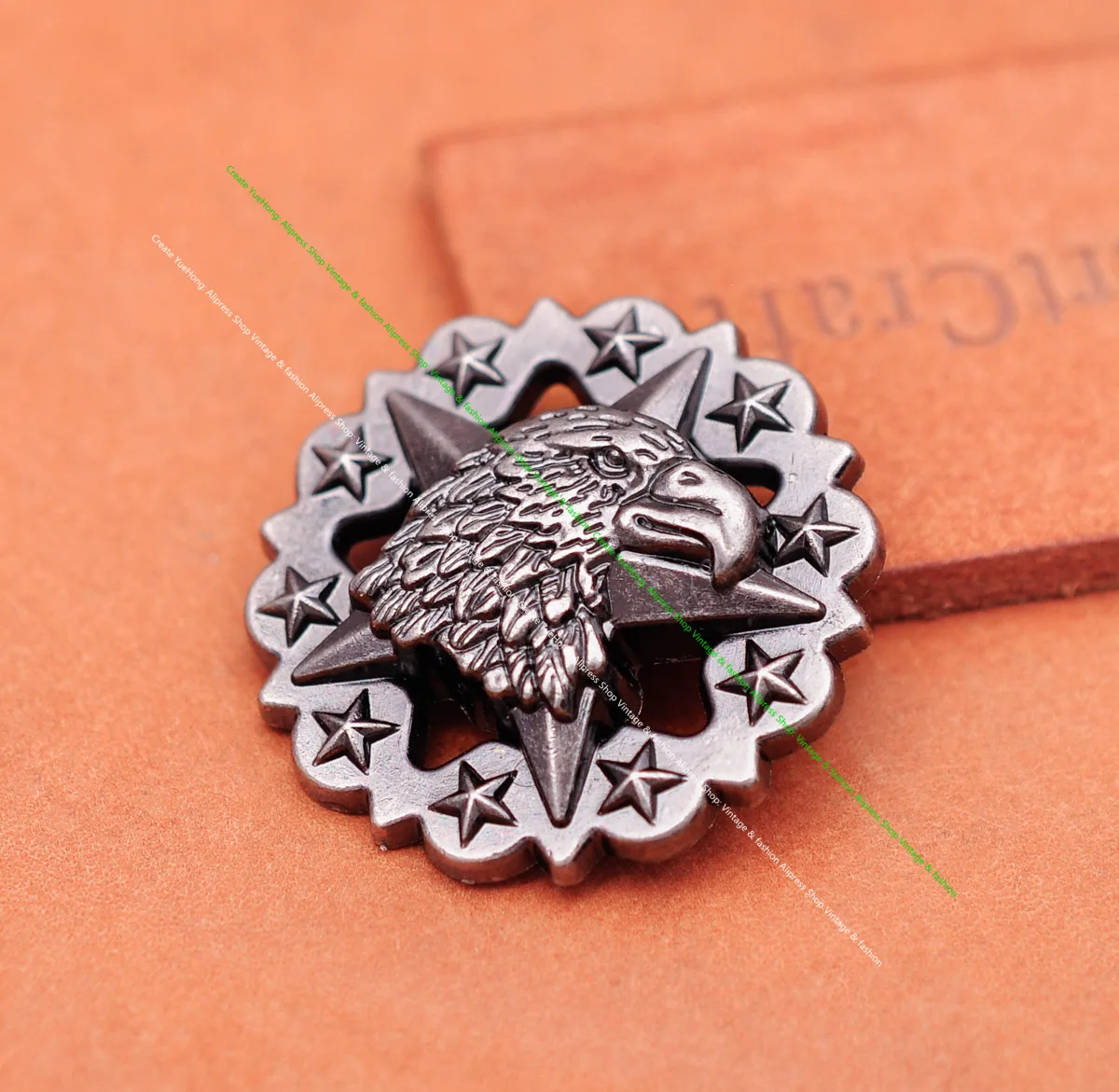 10X 29*29mm Antique Sliver Western Cowboy Round Star Eagle Conchos Button For Saddles Headstall Bridle Leathercraft Decor