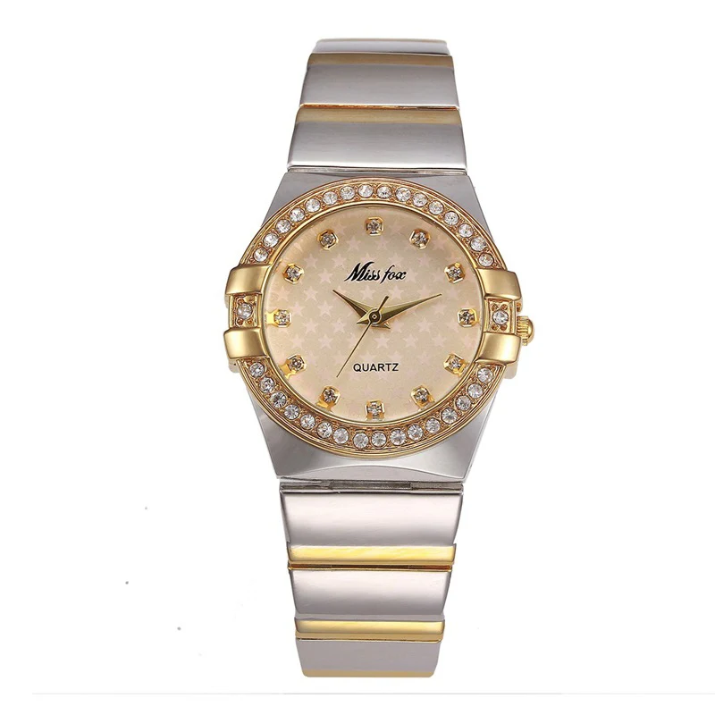 Women\'s Watches 18K Gold Stainless Steel Watchband Star Quartz Wristwatch Women Luxury Brand Female Watch Waterproof Watch