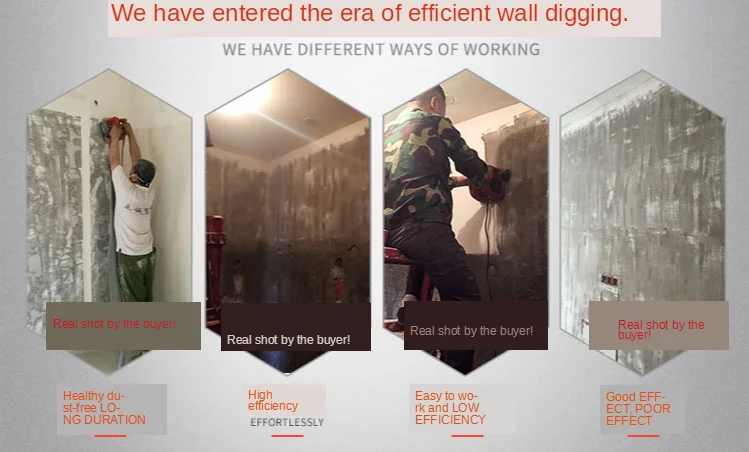 Imagem -04 - Plaina de Parede Elétrica 220v sem Poeira para Concreto Máquina Cinza Ferramenta para Renovar Paredes 2680w 3380w