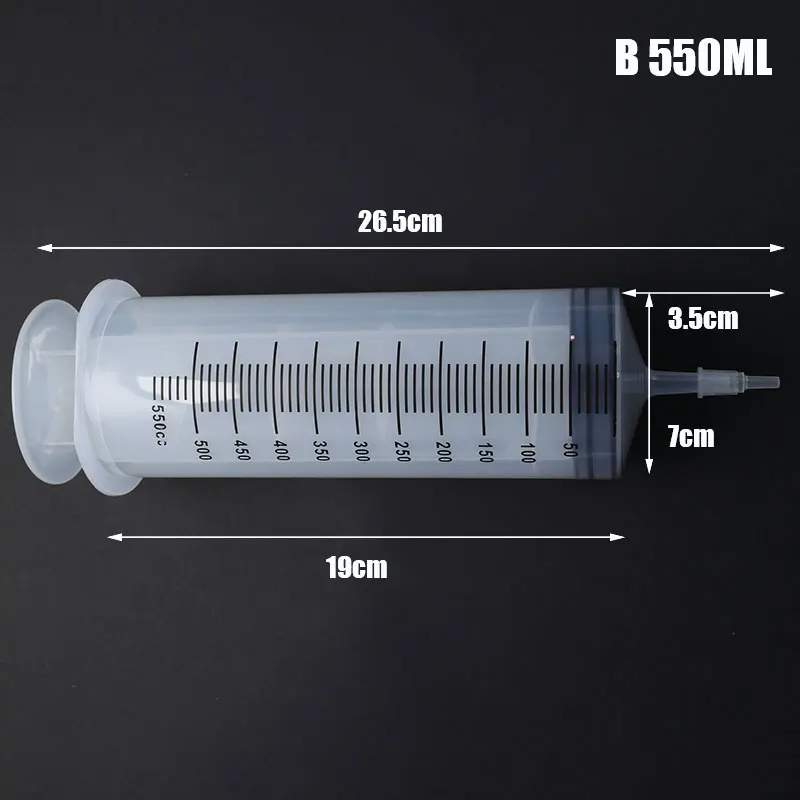 350/550ml Plastic Syringe Large Capacity Syringe Transparent Reusable Sterile Measuring Injection Syringe Nutrient Hydroponics