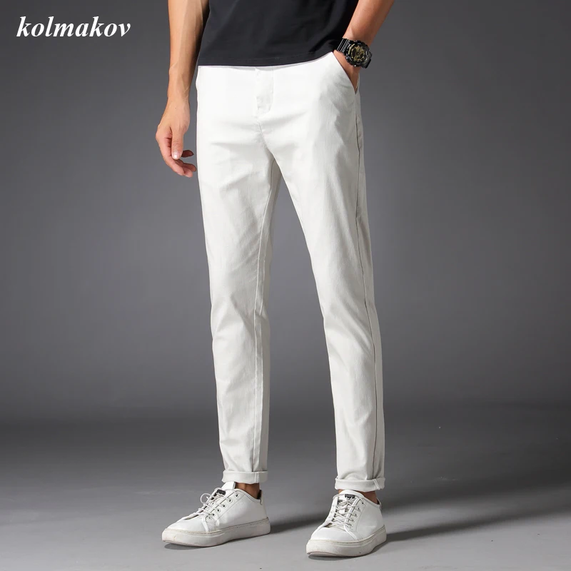 Pantalones de ocio para hombre, estilo Boutique, de algodón sólido de alta calidad, a la moda, informales, hasta el tobillo, talla 28-36, novedad