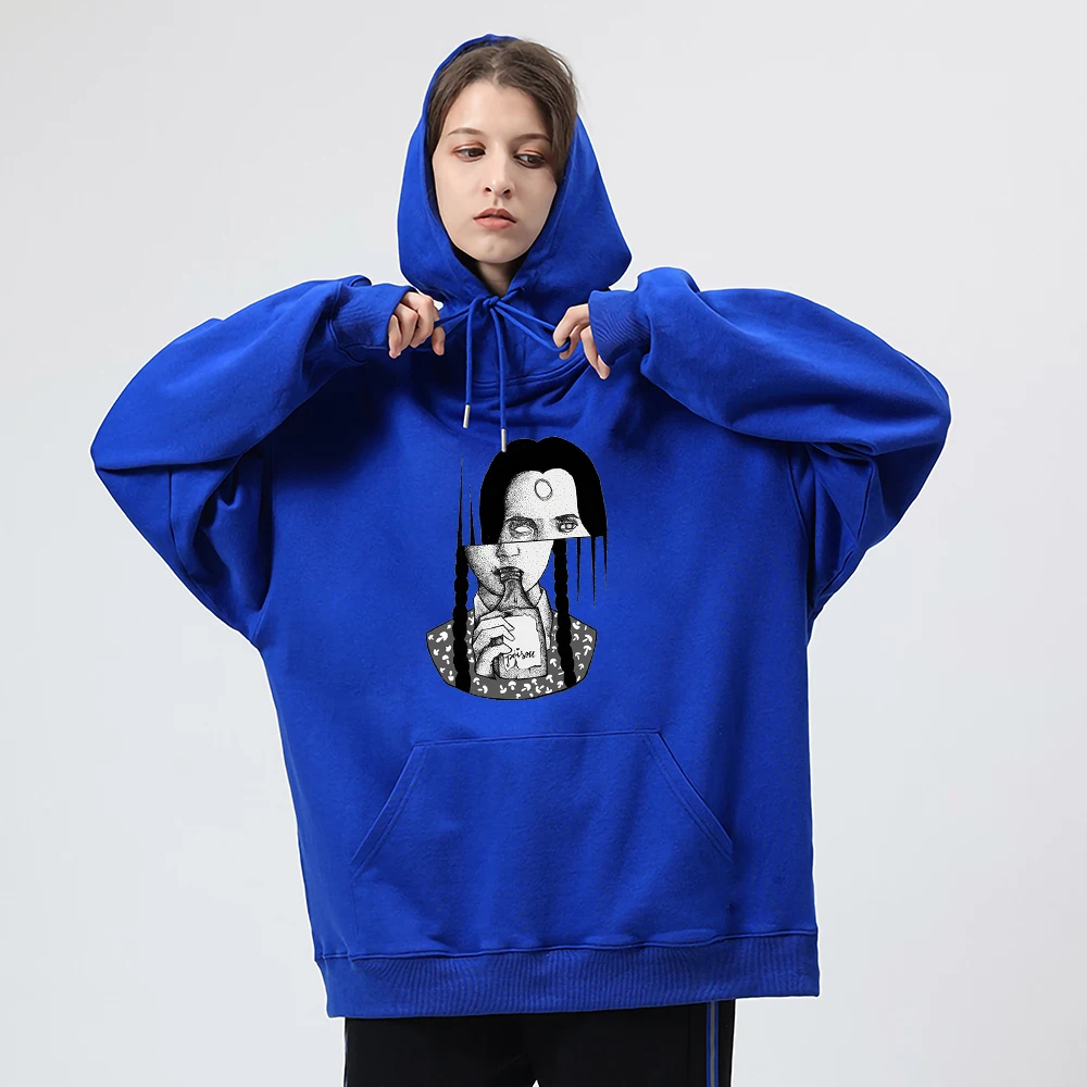 Poisonous Girl Street Print Hoodies Men's Cartoons Fashion Sweatshirts Crewneck Hip Hop Street Clothes Vintage Loose Hoody Mens