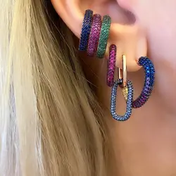 1 Piece New Fashion Minimal Stacking Clip No Pierced Earrings For Women C Shaped Rainbow Colourful Cz Ear Cuff Charming Jewelry