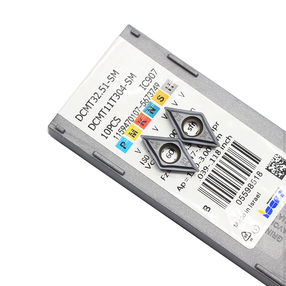 10 pçs dcmt11t304 sm ic907 dcmt070204 sm ic907 inserções de carboneto de torneamento interno ferramenta torno cnc ferramenta de corte acessórios