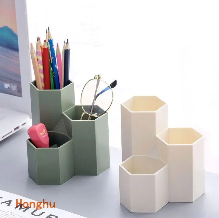 Hexagonal pen holder container Make-up Brush Storage Box Make-up Holder For Lipstick/Pen/Cosmetic pencil transparent black green