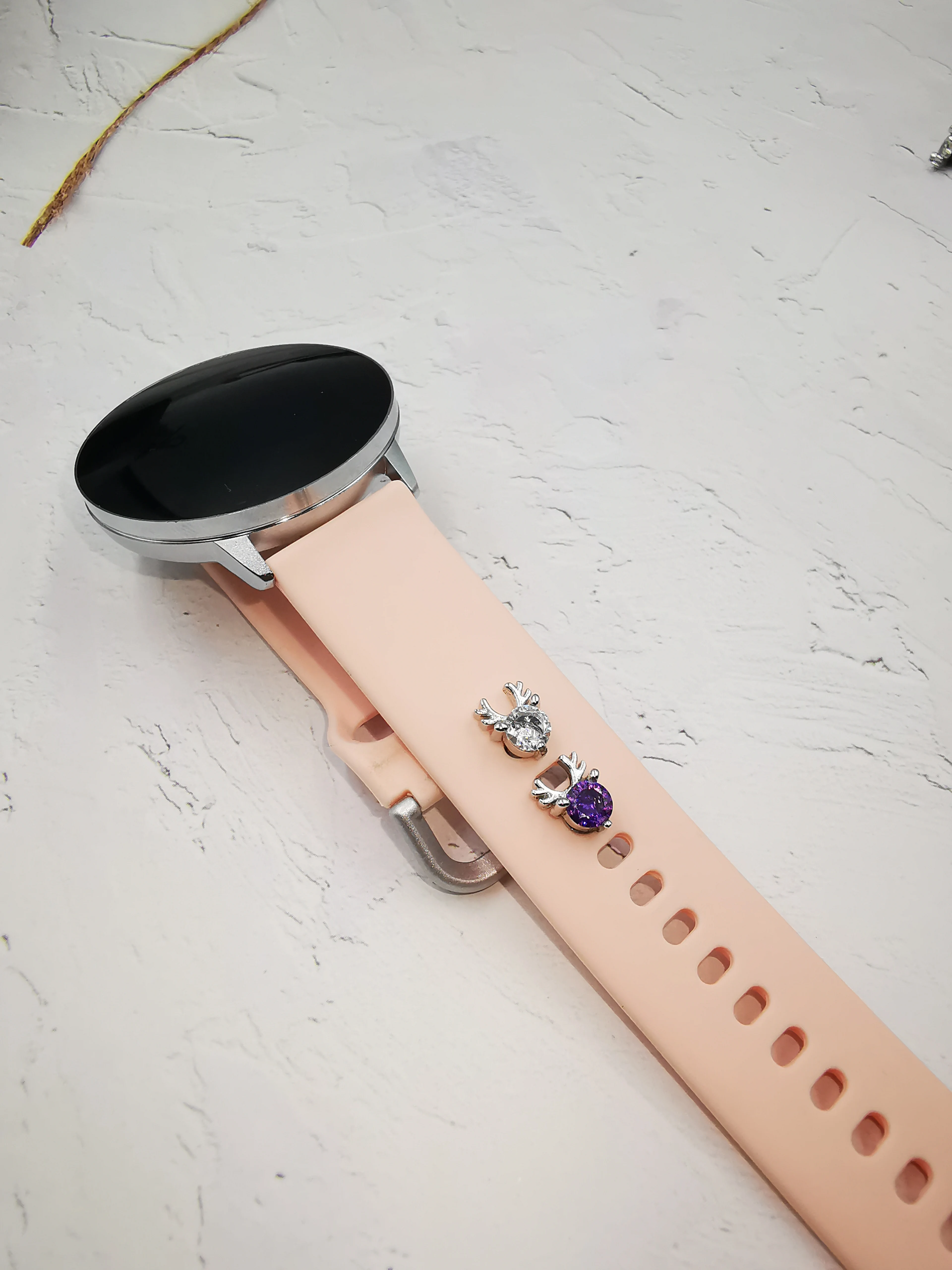 กวาง Charms ตกแต่งแหวนสำหรับ Apple นาฬิกาเครื่องประดับเพชรสมาร์ทนาฬิกาซิลิโคนสายคล้องคอสำหรับ Iwatch สร้อยข้อมือ