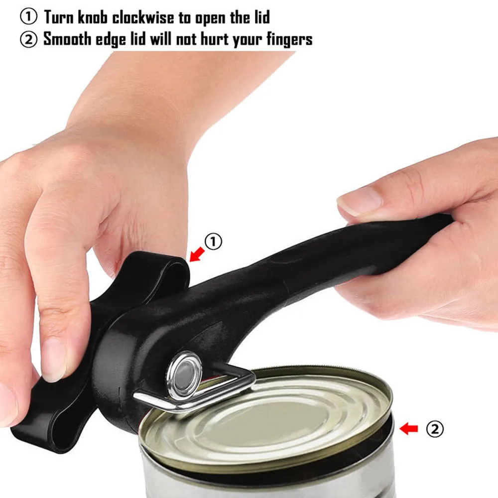 WALFOS Safety Hand-actuate Can Opener Professional Ergonomic Stainless Steel Side Cutting Jar Tin Opener Kitchen Bar Accessories