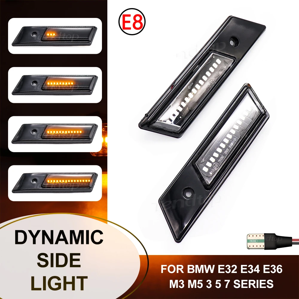 LED Flowing Water Blinker Side Marker Fender Light Dynamic Turn Signal Lamp For BMW E36 E34 E32 3/5/7 Series Direction Indicator