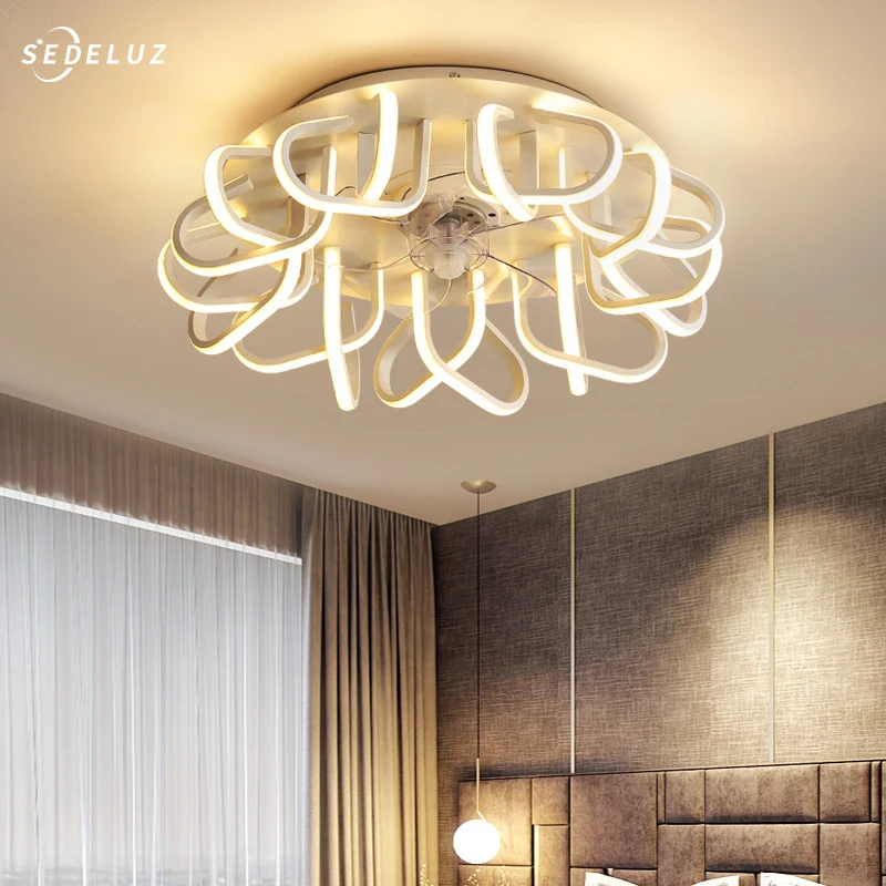 LED Ceiling Fan with Lights Remote Control Bedroom Decor Ventilator Lamp Living Room Dining Room LED Ceiling Fan Lights