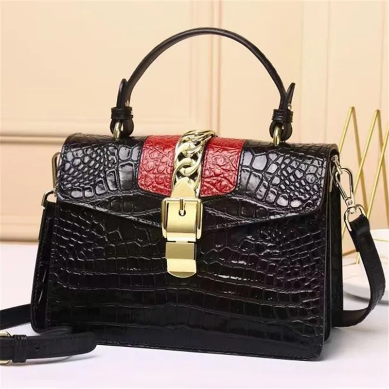 New style leather handbag alligator belly single shoulder bag fashion small square bag air bag messenger bag