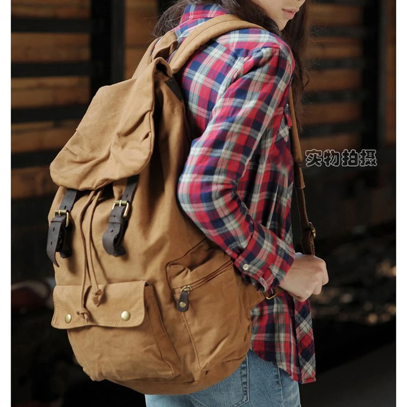 Fashion New Military Canvas Backpacks for teenage girl Fashion women Backpack School bag Bagpack Daypack Travel Rucksack Mochila