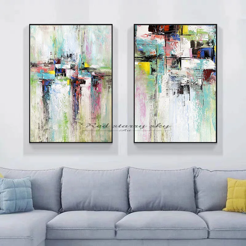 Pure Hand-painted Canvas Oil Painting Handmade Color Abstract Painting Living Room Wall Painting Home Decoration Art Frameless P