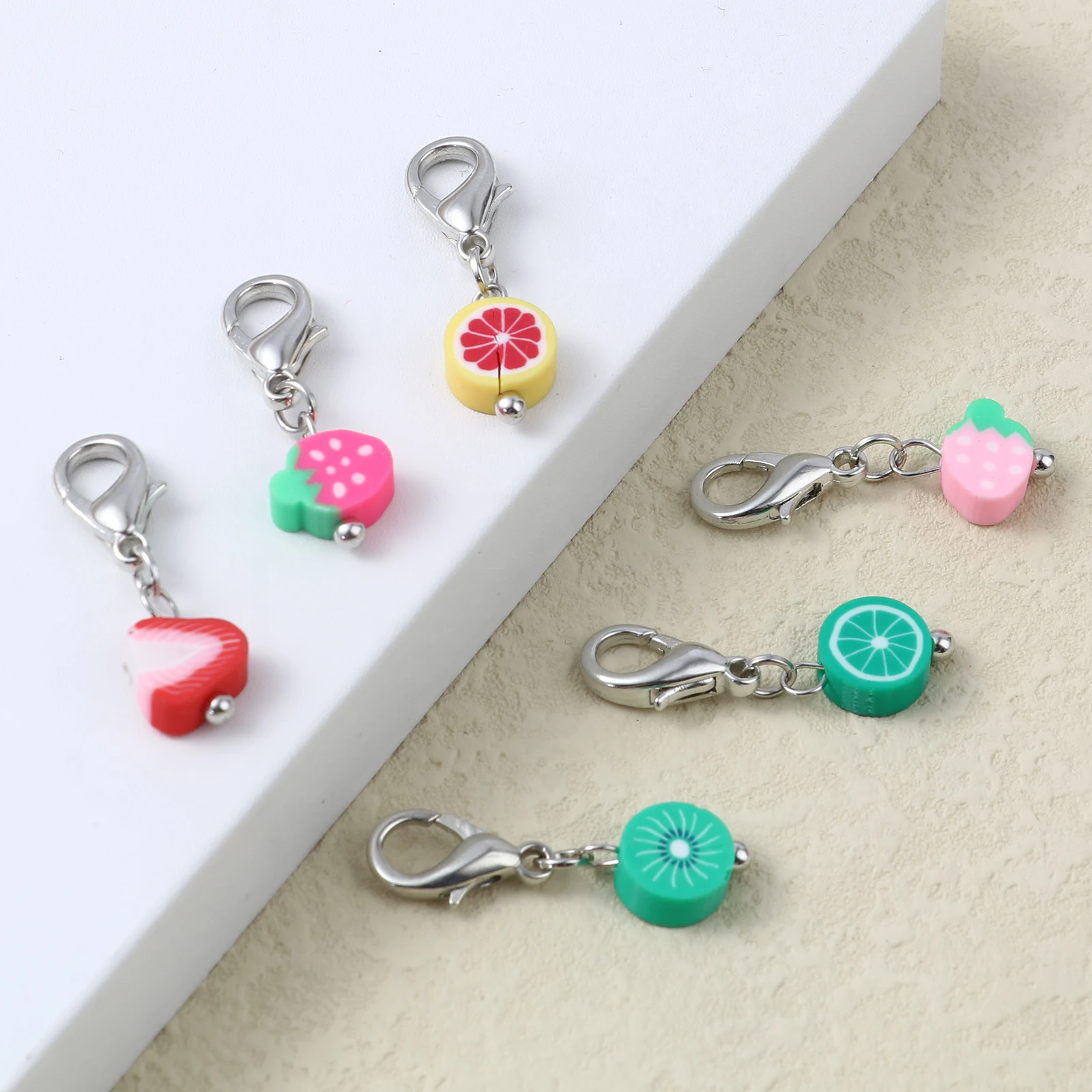 Handmade Polymer Clay Knitting Stitch Markers Fruit Pendants  Knitting Marker Crochet Clips Stitch Counter Needle Clips Tools