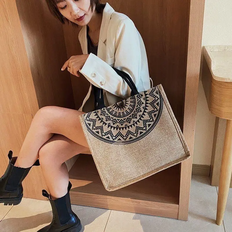 Canvas Handbags For Women Fashion Tote Beach Bags Reusable Shopping Bags Casual Large Capacity Designer Shoulder Pouch Bags