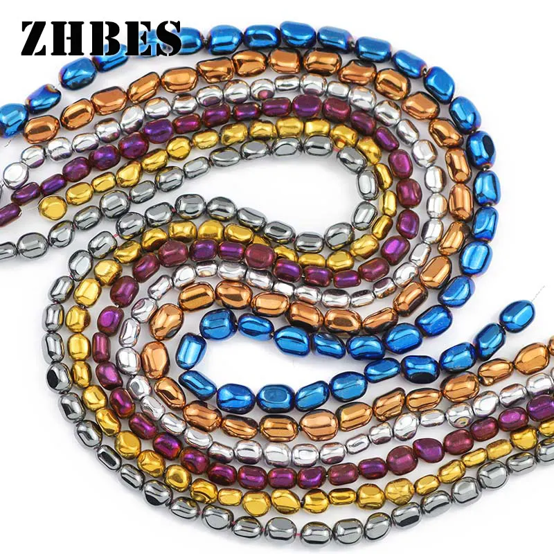 7/8MM Naturstein Gold farbe Unregelmäßige Ellipse Hämatit oval Lose Spacer Perlen Für DIY Schmuck Machen Armband erkenntnisse