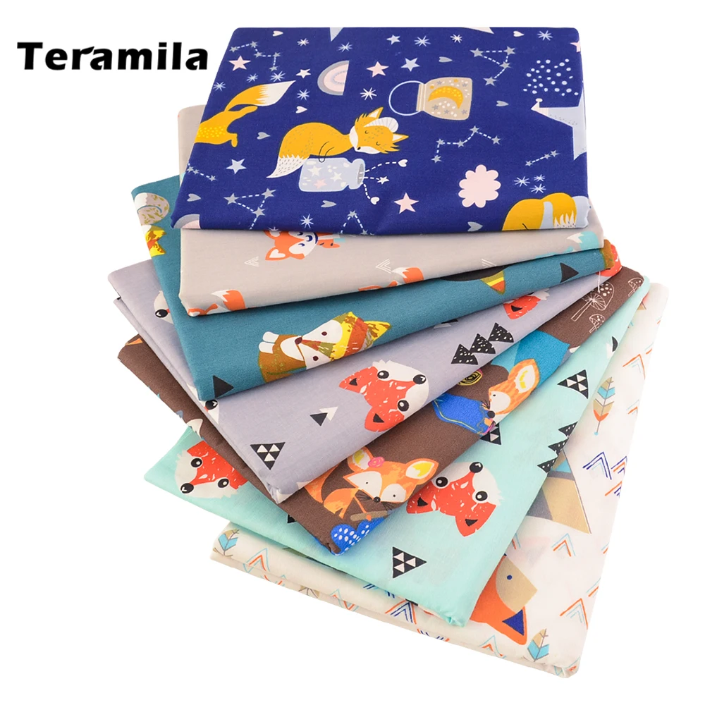 Teramila Tkanina bawełniana Fox Cartoon Design Tecido Tela Pościel DIY Patchwork Pikowanie Tkanina dziecięca Szycie Tekstylia domowe Scrapbooking