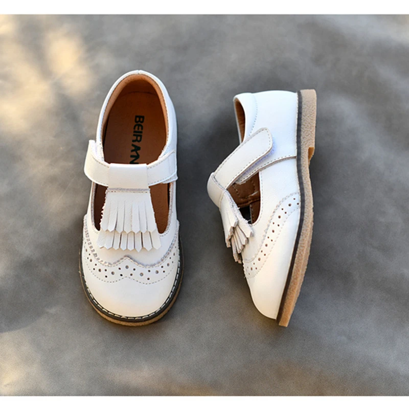 

Genuine Leather Children Casual Shoes Fashion Cowhide Tassel Princess Flats Non-slip Breathable Baby Girls Shoes