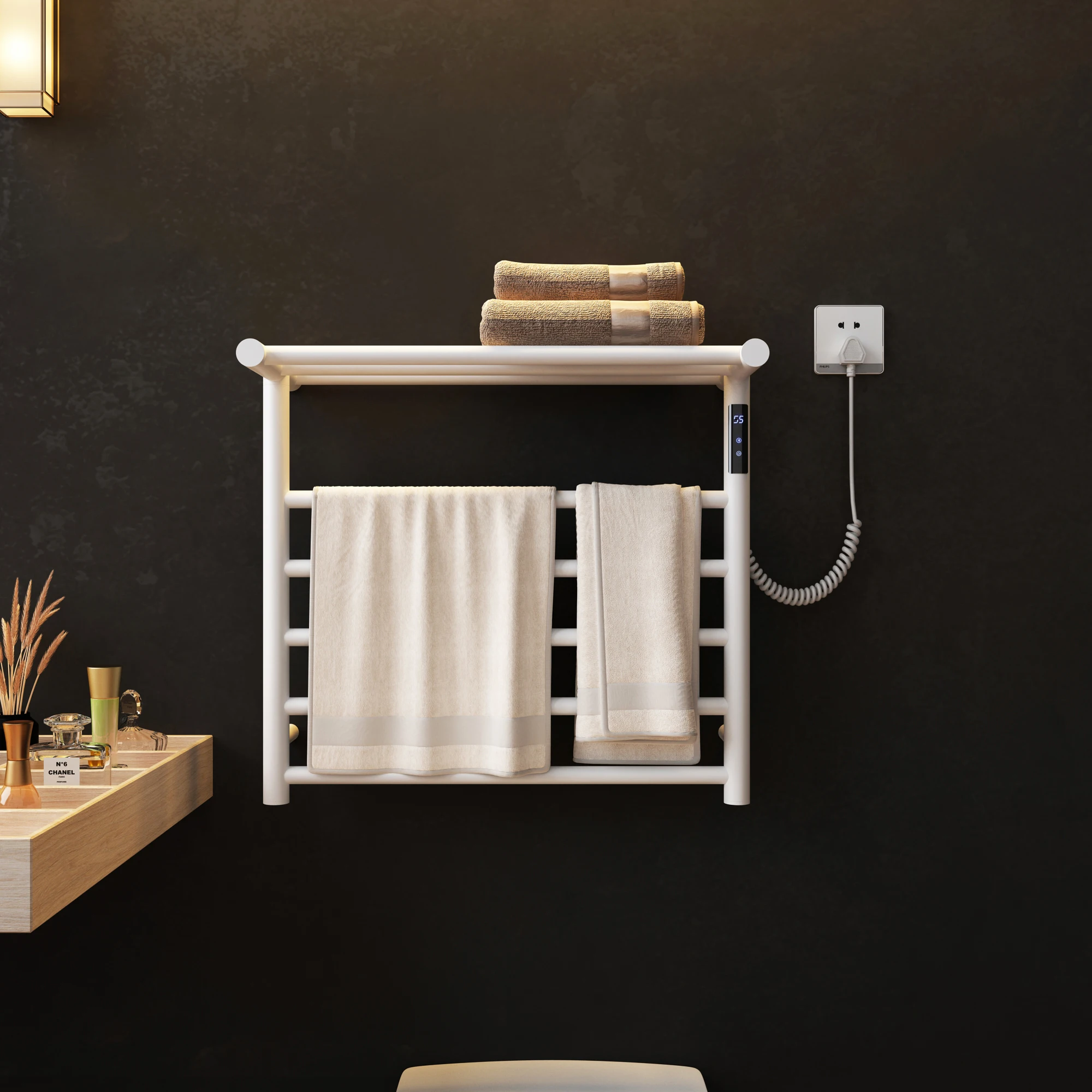 bathroom Electric heating towel rack household bathroom accessories Deep grey  thermostatic drying bath towel rack towel warmer